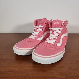 Vans Pink and White High-Top Sneakers
